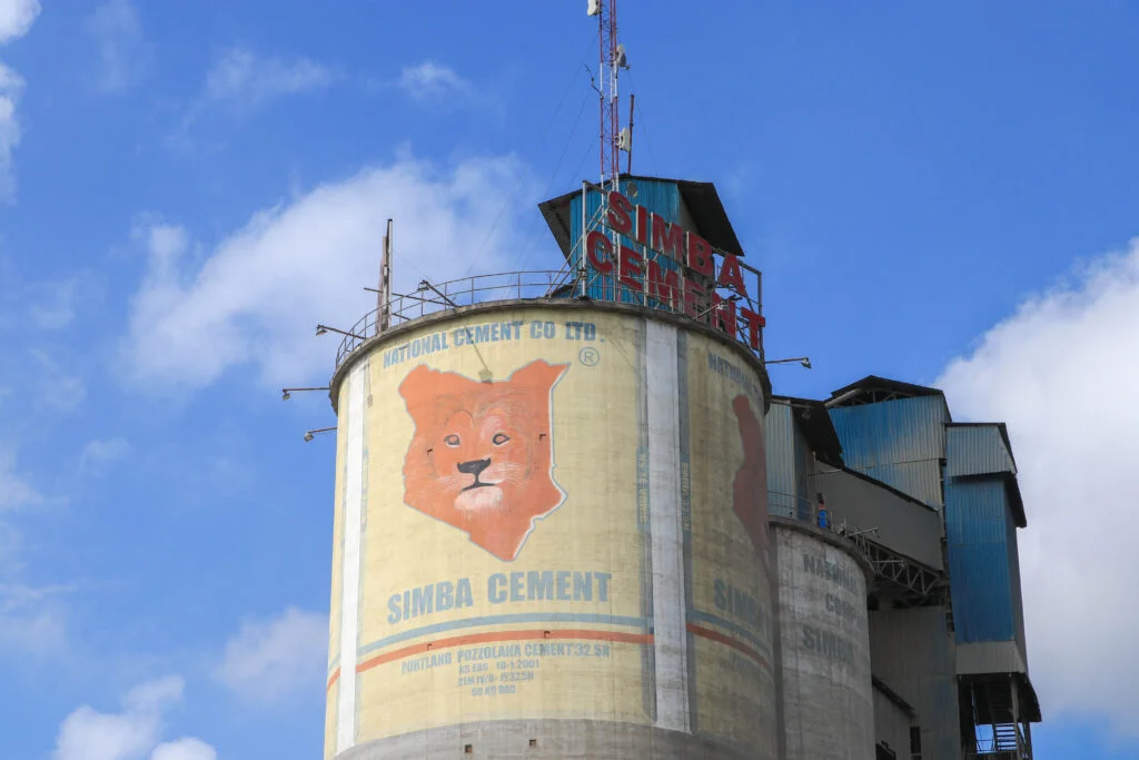 Lion-branded Simba Cement silo